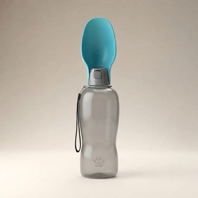 Portable 800ml dog water bottle with built-in bowl
